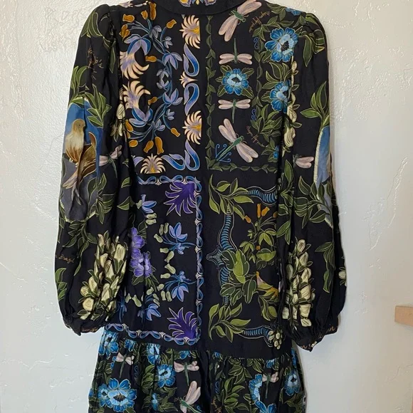 FARM Rio Black Garden Mini Dress with Multicolor Floral Design Medium - Picture 2 of 9